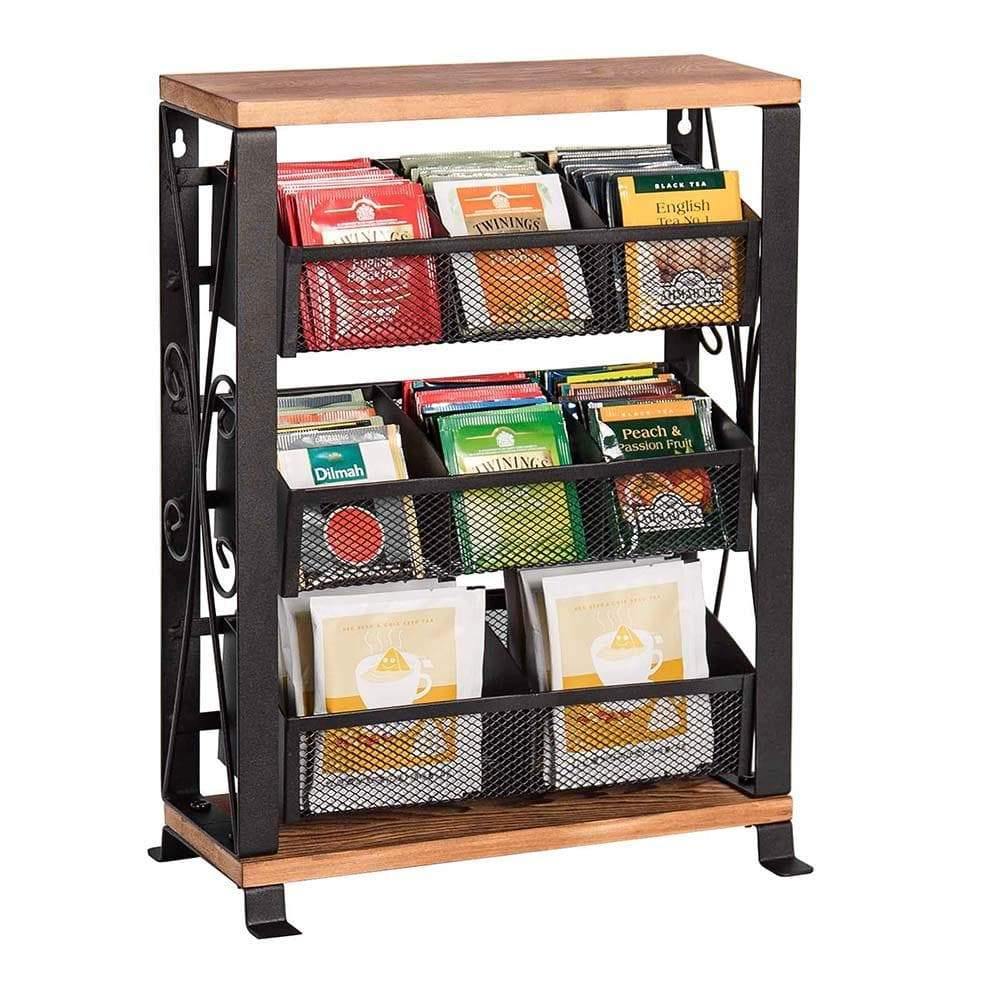 Made to Order Dark Tea Rack Organizer for Individually Wrapped 