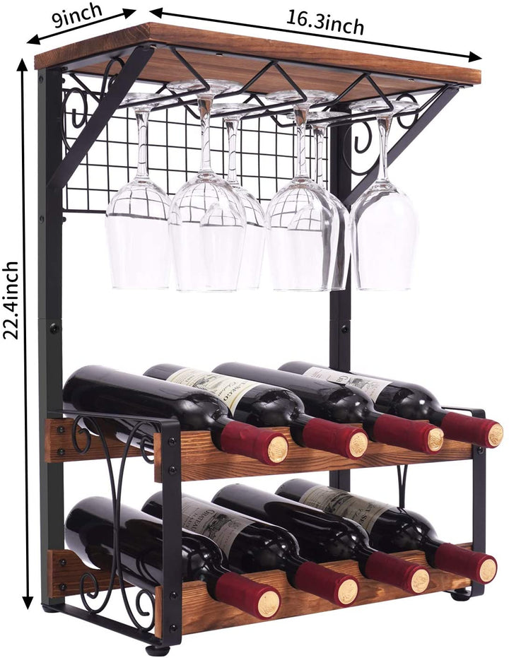 Wine Rack - 8 Bottle shops Wine Rack, Antique Countertop Wine Rack